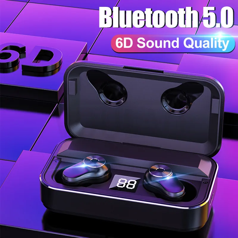 VOULAO Bluetooth 5,0 6D стерео наушники беспроводные наушники IPX5 водонепроницаемые наушники 3500 мАч светодиодный держатель для телефона