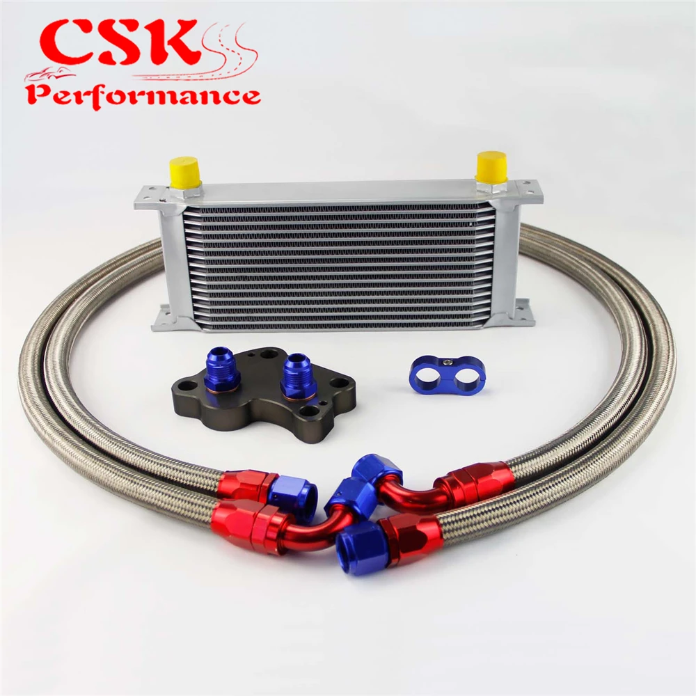 

16 Row 248mm AN10 British Oil Cooler Kit Fits For BMW Mini Cooper R53 Supercharger Silver/Black
