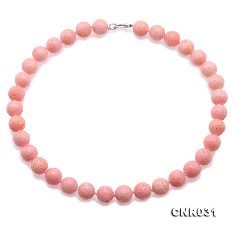 

JYX Beautiful 14mm Pink Round Coral Necklace Round Gemstone Beads Jewelry Elegant women mother's gift 18"
