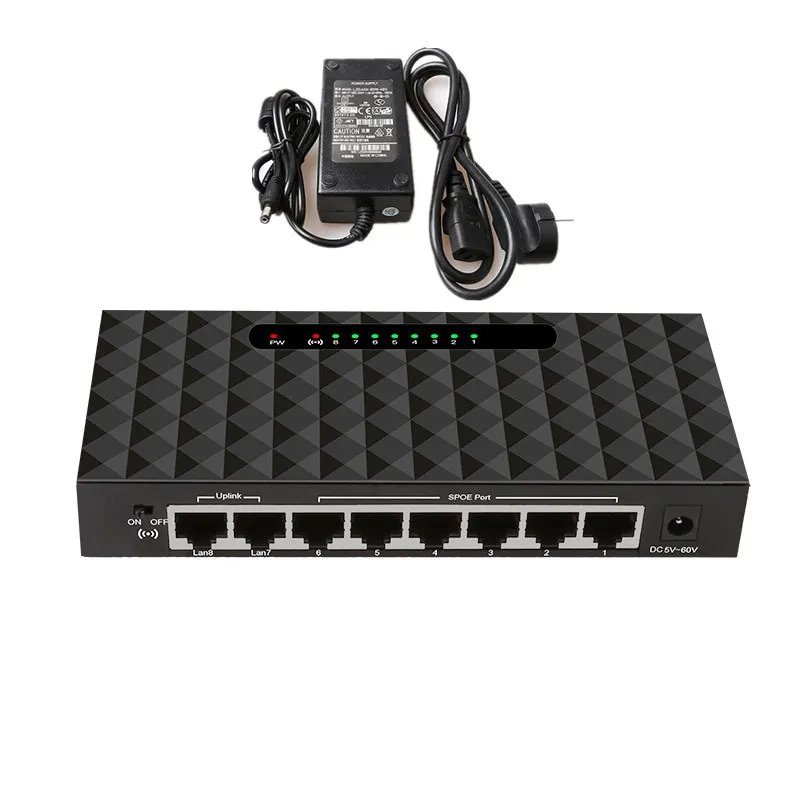 250M сетевой SPOE коммутатора Ethernet с 8 10/100 Мбит/с Порты 6 разделитель PoE подходит для IP Камера/Беспроводной AP/CCTV Камера Системы - Цвет: with power adapter