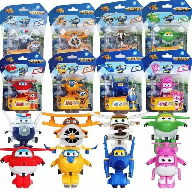 8PCS Set Super Wings Mini Airplane ABS Robot font b toys b font font b Action