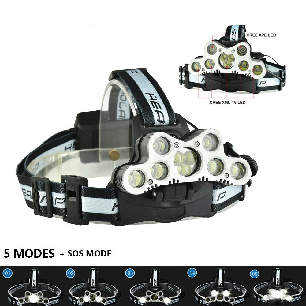 

NEW 15000Lm T6 Led Headlamp USB Rechargeable Headlight Head Lamp Light 6 Modes Use 18650 Battery Camping Lantern Fishing Hunting