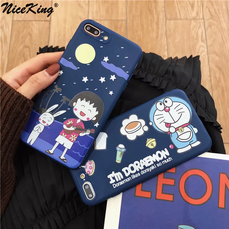 

Niceking Japanese Anime Chibi Maruko Doraemon Phone Case For iPhone X XR XS MAX X 6 6S 7 8 Plus Case Funny Soft Silicone Cover