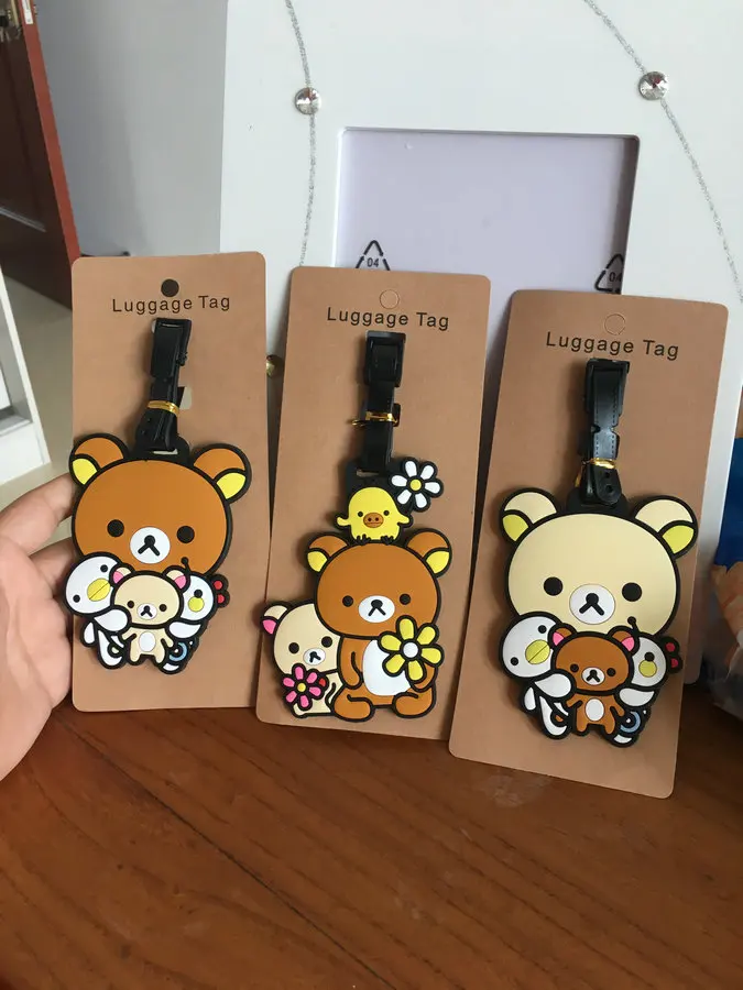 

Rilakumma bear chick Luggage Tag hot Pendants Portable Travel Label Suitcase ID Address Holder tags anime new