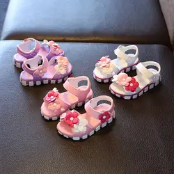 Корейская версия детской обуви малыша Лето Сандалии для маленьких девочек мягкая подошва обувь с цветами детские сандалии Melissa