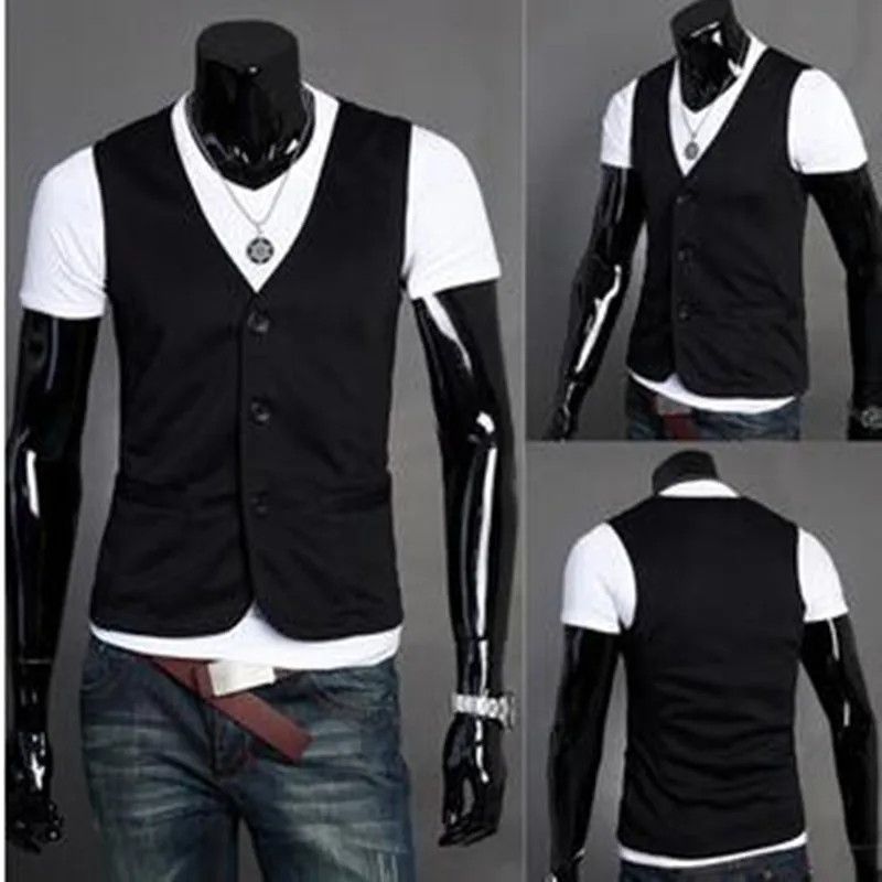 New! Hot! 2015 Spring And Autumn Slim Male Casual Vest Sleeveless Knitted | Мужская одежда