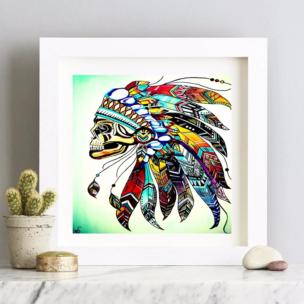 Headdress Native American Indian Canvas Art Print Painting Poster Wall