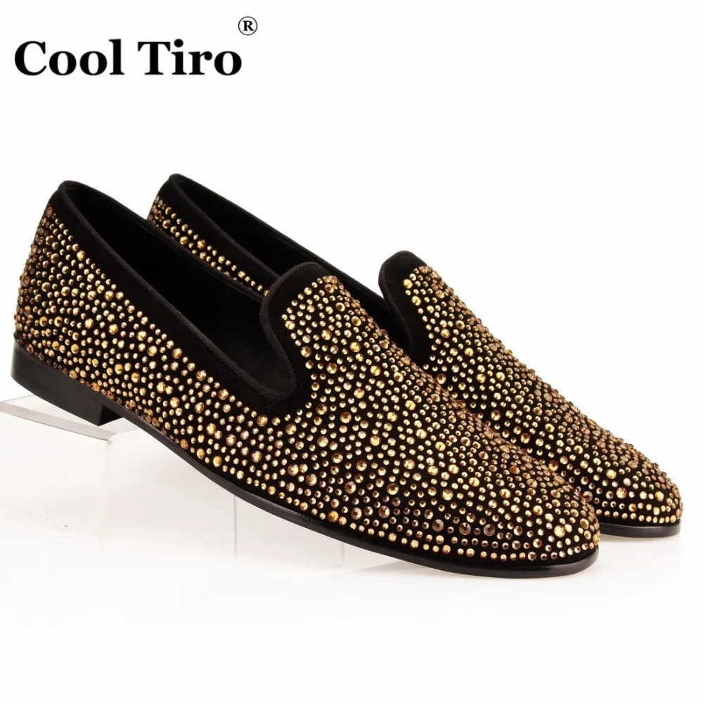 COOL TIRO/Лидер продаж; модные мужские лоферы с золотыми бриллиантами; повседневные Лоферы для отдыха на плоской подошве; роскошные мужские свадебные туфли высокого качества