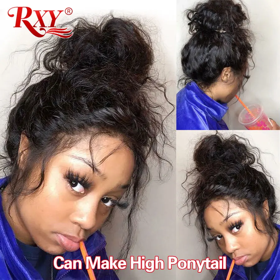 Натуральные кудрявые человеческие волосы парик RXY remy волосы предварительно сорванные 360 кружево спереди al парик бразильские кружева передние человеческие волосы парики для черных женщин