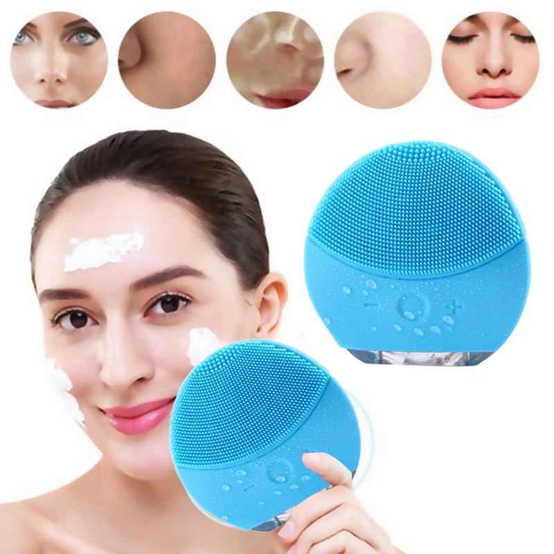 Electric Silicone Facial Cleaner Ultrasonic Vibration Waterproof Massage Instrument Wash Brush