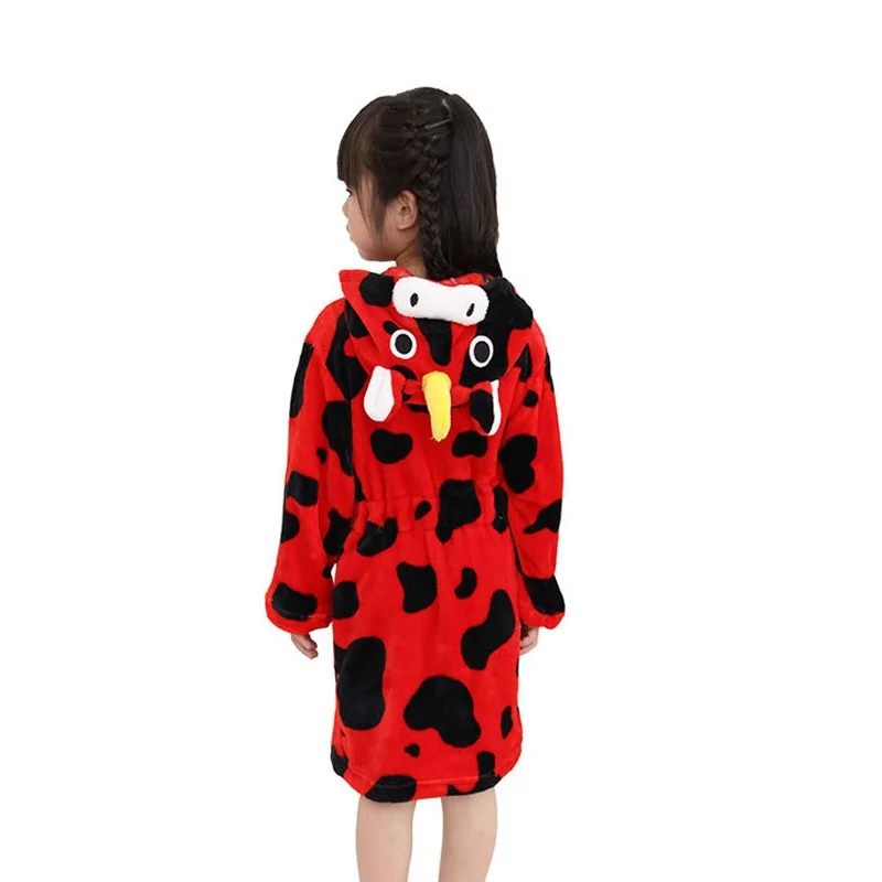 Cute-Cartoon-Kids-Clothes-Boys-Girls-Bath-Robe-Red-Pegasus-Unicorn-Robes-Winter-Warm-Fannel-Sleepwear - 