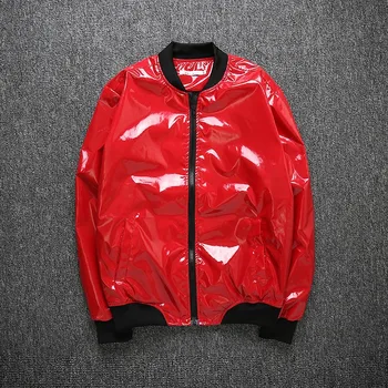 

Mens stand collar coats glossy slim fit jacket nightclub Shiny Fashion preppy waterproof windproof c98