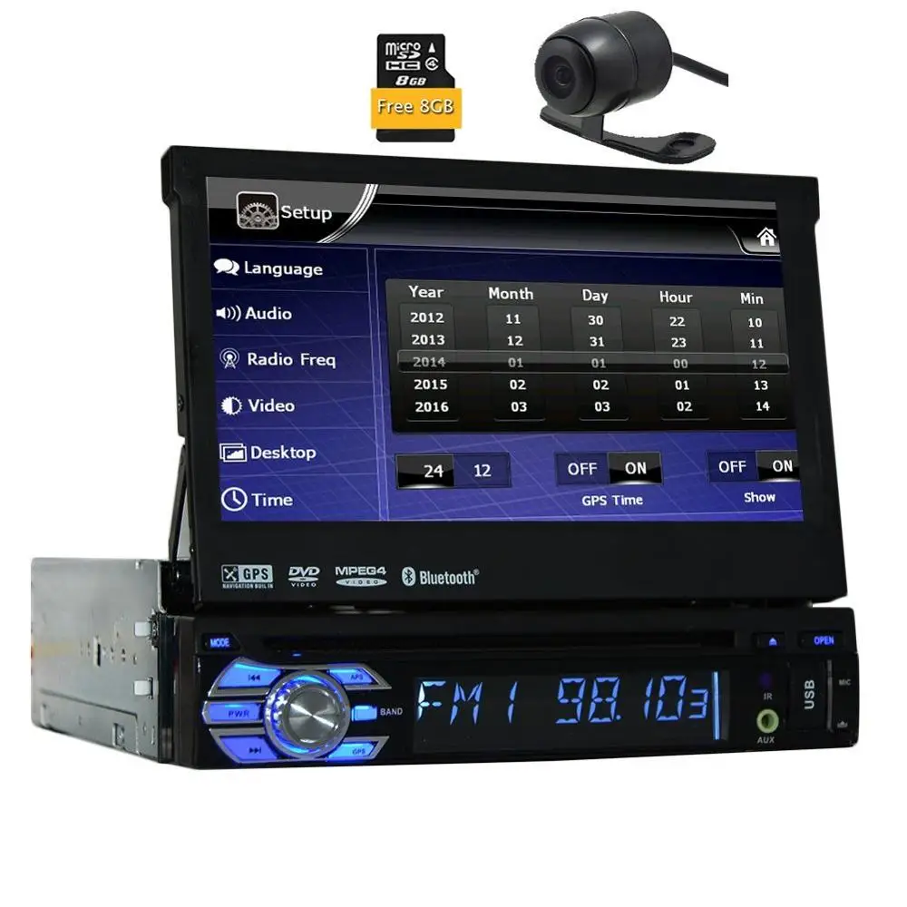 Eincar AUDIO BV9976B Single DIN 7 inch Motorized Touchscreen DVD Player