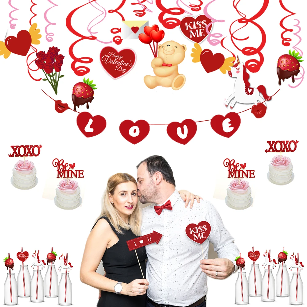

Valentine's Day Party Decorations Sweet Heart Hanging Swirl For Lover's Birthday Party Weeding Spiral Ornament Party Supplies