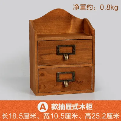 

2 Lattices Small Size Desktop Wooden Small Storage Drawer Solid Wood Wall Hanging Sorting Cabinet