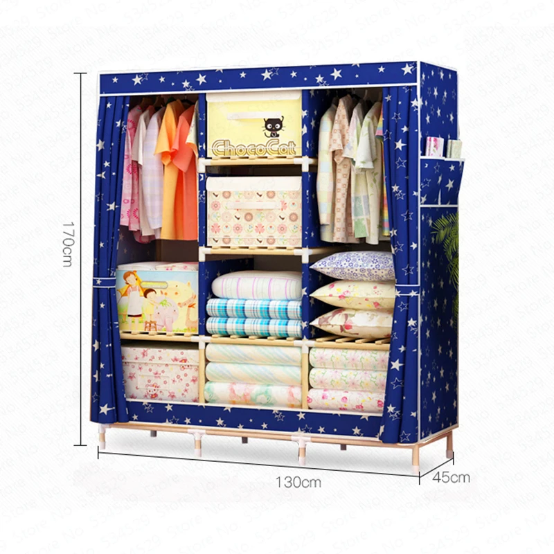 

For sell Modern Economy Simple Combination Wardrobe Oxford Fabric Solid Wood Wardrobe Storage Cabinet Closet Multicolor
