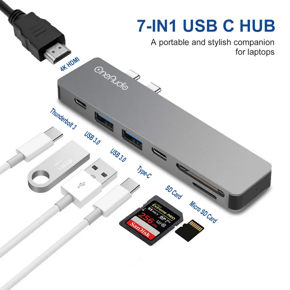USB-C 3.1 to USB 3.0 Port HUB PD Charging Adapter for MacBook Air 13// Pro 13//15