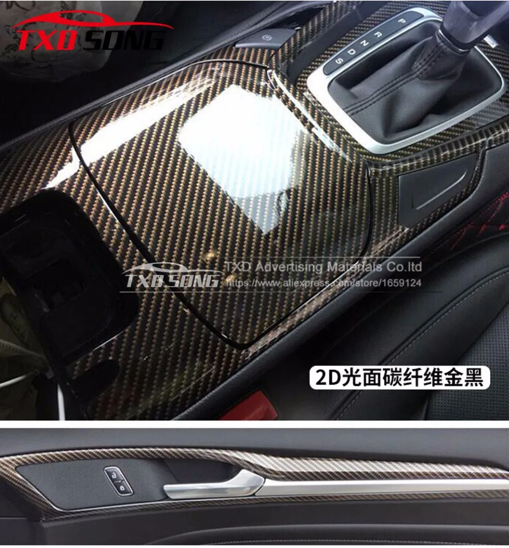 

Top quality Ultra Gloss GOLD BLACK TWILL 2D Carbon Fiber Vinyl Wrap 2D Texture Super Glossy 2D Carbon FIBER STICKER WITH BUBBLES