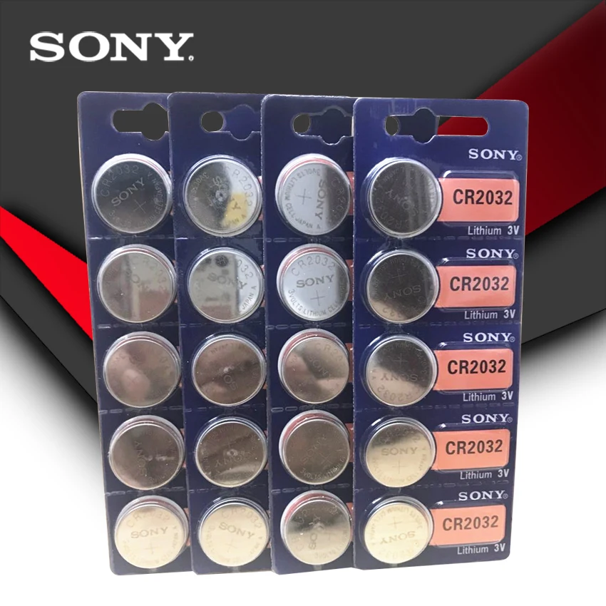 

20pcs/lot SONY Original cr2032 Button Cell Batteries 3V Coin Lithium Battery For Watch Remote Control Calculator cr2032