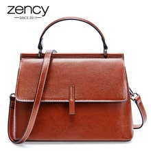 Zency натуральная кожа ретро коричневая Женская сумка маленькая с клапаном Повседневная сумка через плечо черная серая розовая сумка