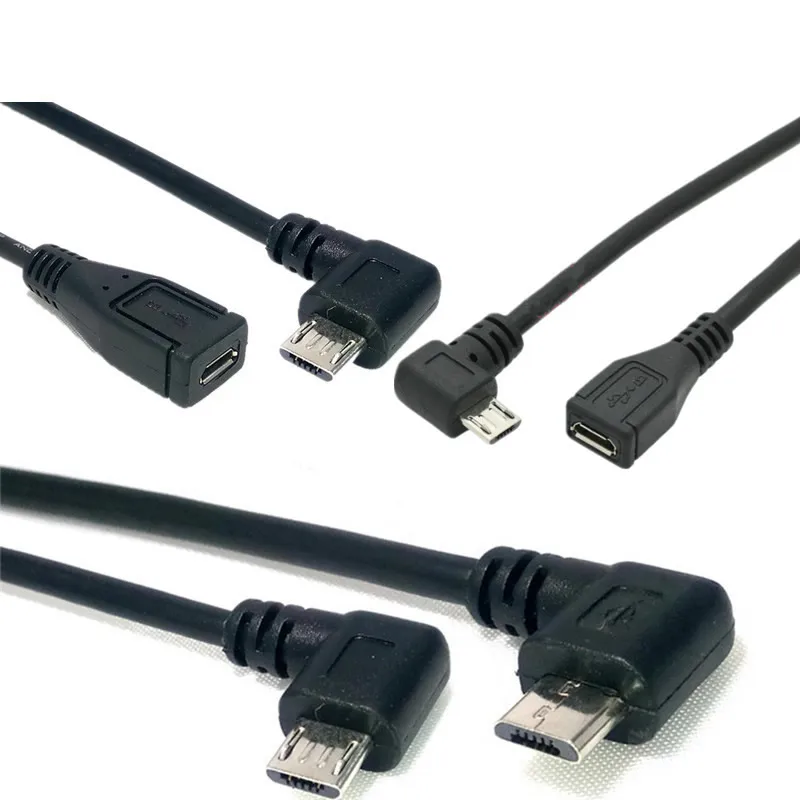 Micro USB 2,0 5Pin папа-мама м-ф удлинитель коннектор адаптер длинный разъем 90 градусов вправо и влево угловой