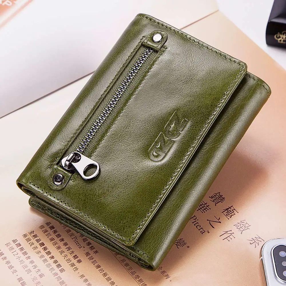 

GZCZ Fashion Original Leather female wallet zipper Coin Purse women Fashion Mini Walet money bags 2018 Clutch High Quality