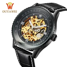 OUYAWEI Black Male Clock Men Relogios Skeleton Men Watches Top Brand Luxury Montre Homme Leather Wristwatch Men Mechanical Watch цена OUYAWEI Black Male Clock Men Relogios Skeleton Men Watches Top Brand Luxury Montre Homme Leather Wristwatch Men Mechanical Watch цены онлайн