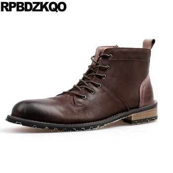 

Ankle Shoes Army 2017 Combat Military Brown Booties Luxury Stylish Full Grain Leather Boots Lace Up Autumn Male Comfortable