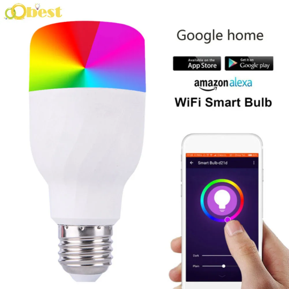 

E27 B22 LED Bulb WiFi Voice Contro RGB Energy Saving Dimming Colorful Smart Light Bulbs Compatible with Alexa and Google Home
