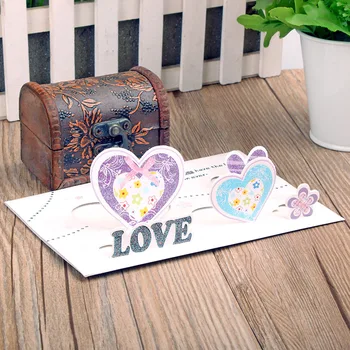 

9 Pcs 3D Glitter Love Greeting Cards Word Message Wishes Blank Cards With Envelopes Cards Birthday Wedding Invitation Cards