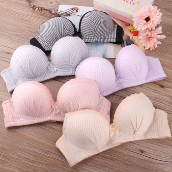 

Japan and South Korea style bra set no ring stripe underwear sutian gather sweet and lovely lace girl wireless bralette kawaii