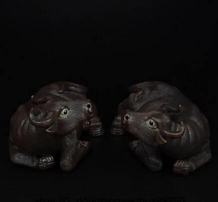 

007941 China Pottery Wucai Porcelain Art Decoration Cattle Ox Bull Cow Statue Sculpture