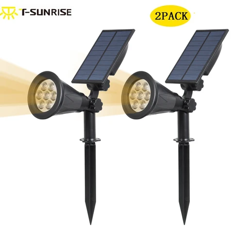 Movido a Energia Solar ao ar Pátio com Jardim Luz para ao ar Pacote Holofotes Livre Iluminação 2-em-1 Ajustável Led Solar Landscape Lâmpada Quintal 2