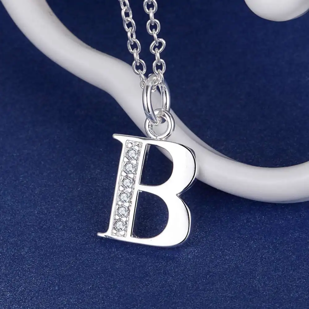 Letter B bling zirconsilver plated Necklace Silver Pendant Jewelry