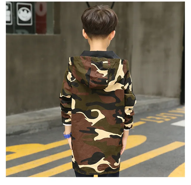 Boy Hoodies Children Double-side Wear Parka Spring Teenager Boys Camouflage Jacket Outwear Kids Coat  Baby Boys Clothing 5