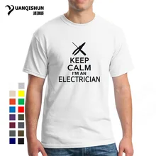 Keep Calm я электрик футболка строительство принт забавные буквы Топ Футболка Мода 16 цвета хлопок бутик для мужчин 3XL