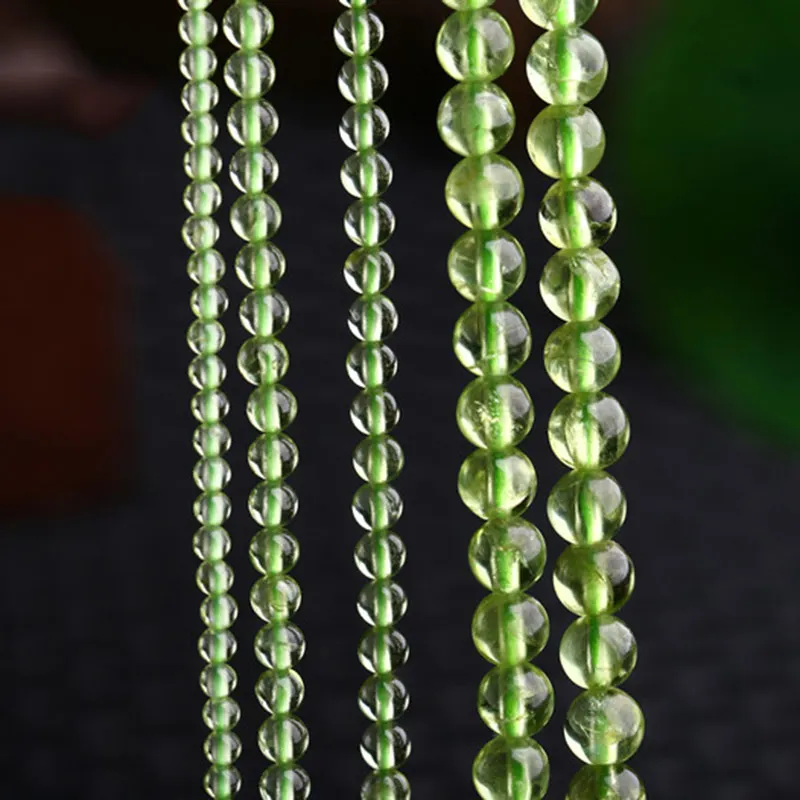 5-7mm Natural Green Peridot Stone Beads Round Loose DIY Beads For Jewelry Making Beads Accessories 15'' Women Men Gift