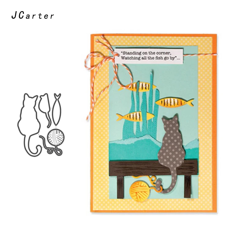 

JCarter Ball of Yarn Cat Fish Metal Cutting Dies Stencils Scrapbooking for DIY Embossing Folder Paper Cards Maker Handmade Album
