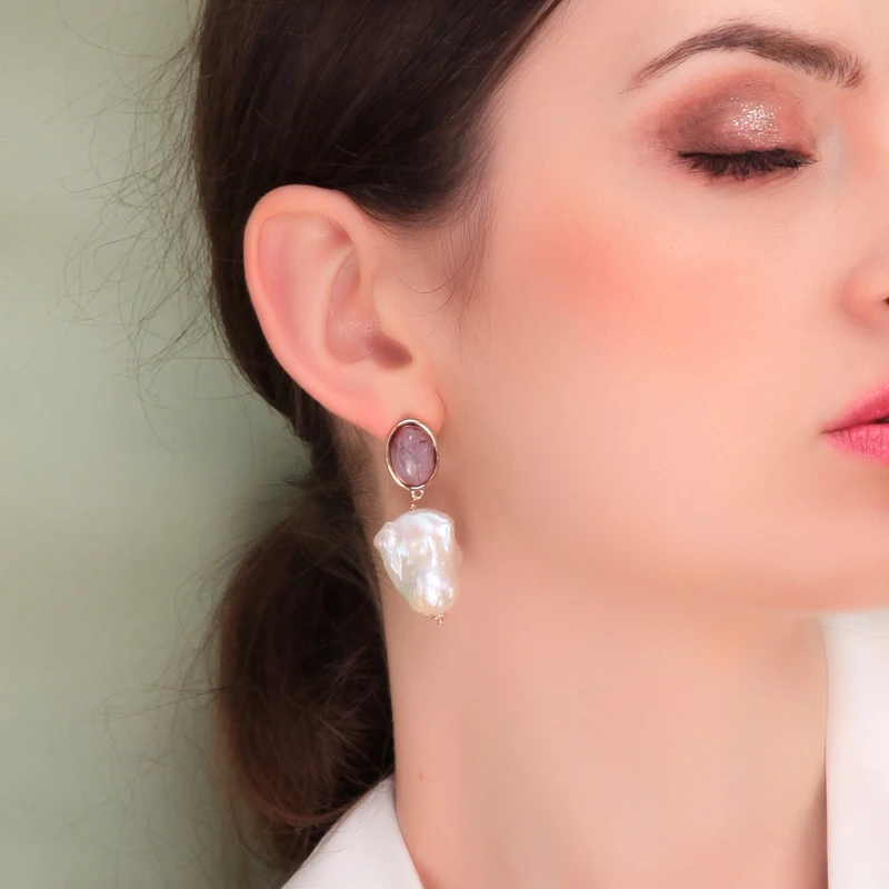 

Fashion New Arrival Pearl Stone Drop Earring For Women Appointment Date Gift Earring Jewelry Accessory Wholesale Handmade