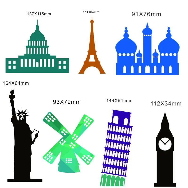 

Famous Buildings Architecture Metal Cutting Dies for DIY Scrapbooking Album Paper Cards Crafts Embossing Die Cut Holiday Decor