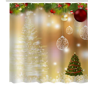 

2018 9 Style christmas decorations home Shower Curtain Santa Claus Snow Man Tree Clear Printed Curtain For Bathroom Contains Pro