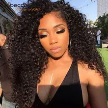 Ребекка 4X4 Синтетические волосы на кружеве человеческих волос парики для чернокожих Для женщин перуанские Remy(Реми вьющиеся волосы Синтетические волосы на кружеве парик 14 16 20 дюймов