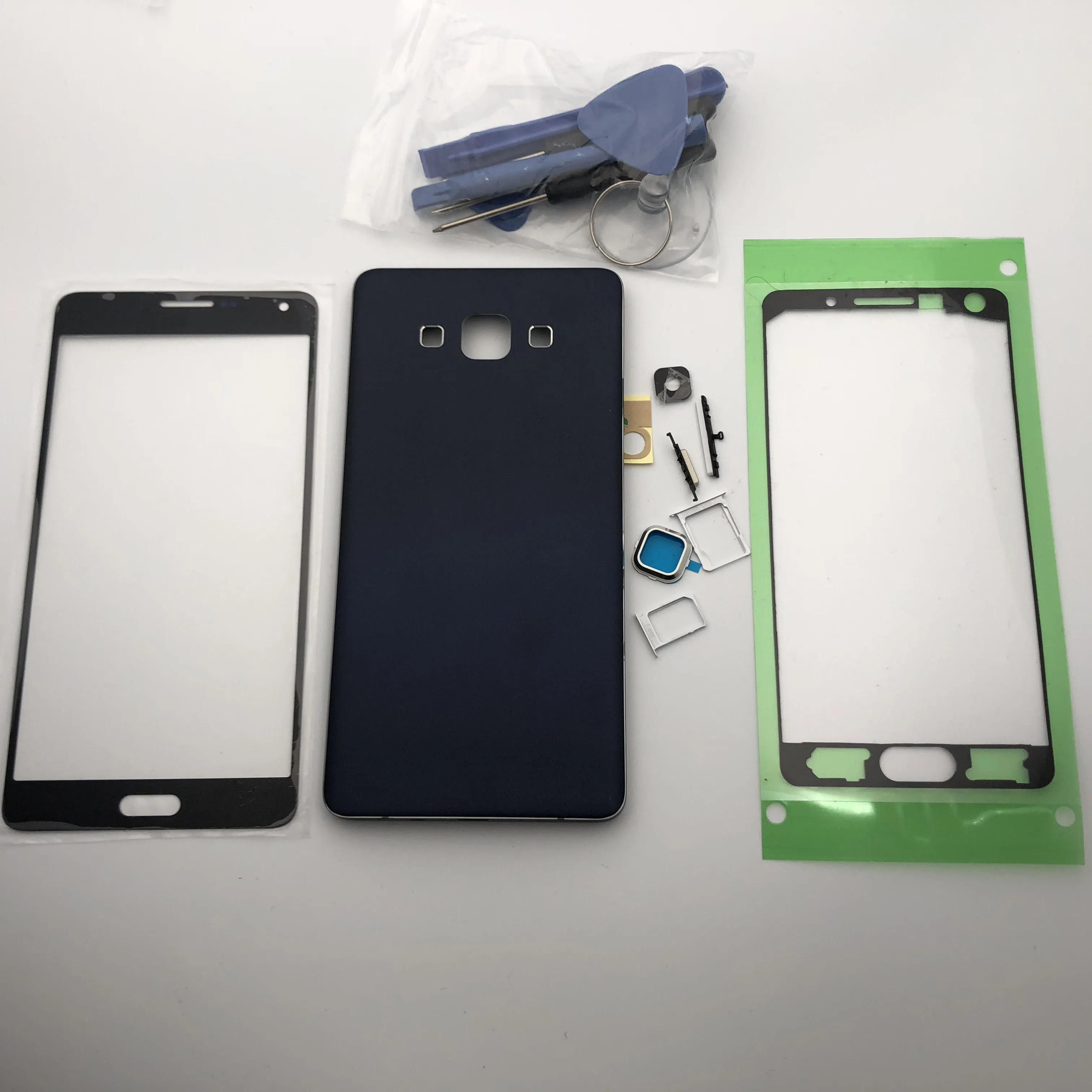 

Full Housing Case Back Cover + Front Screen Glass Lens for Samsung Galaxy A7 A700 A700F SM-A700F (2015) aluminum Middle Frame