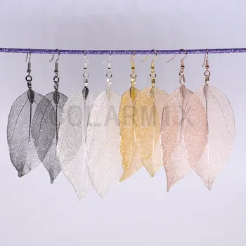 

Natural leaf shape earrings fashion druzy earrings tiny leaf shape Hook earrings3701