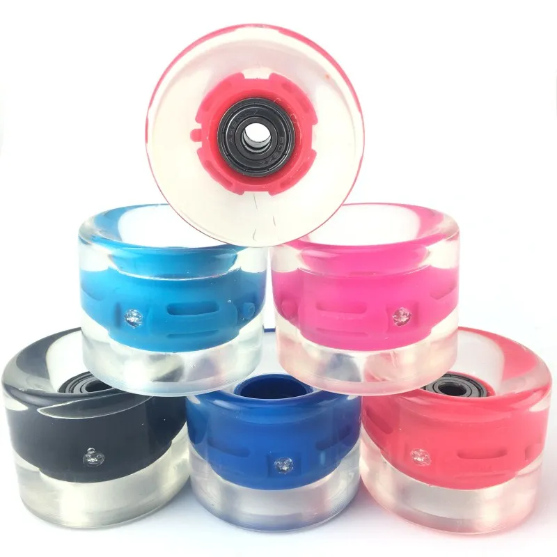 4pcs 60 X 45mm Transparent LED Light Skateboard Wheels 3Colors Riding Durable Longboard