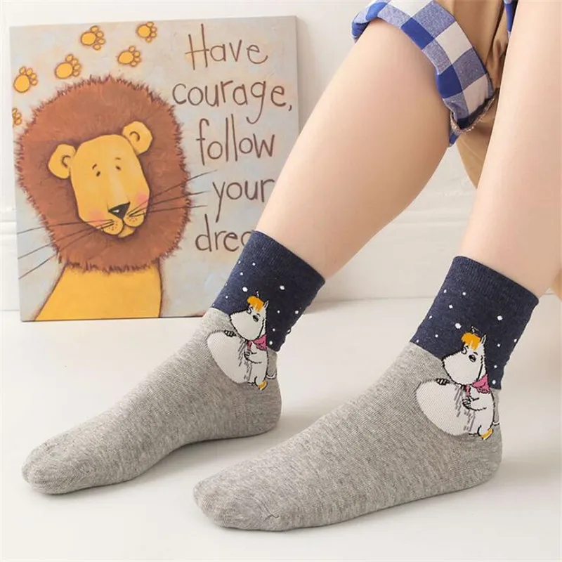 New Cartoon Cute Socks Fashion Harajuku Funny Socks Cortas De Mujer Spring Summer Short Cute Socks For Girl Winter Warm Meias