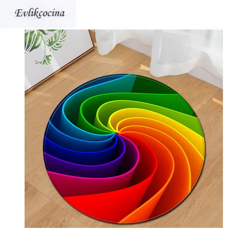 

Free Shipping Color Wave Cartoon Round Non-Slip Absorbent Bath Mat Area Rug for Living Room Bedroom Floor Carpet Tapete Infantil