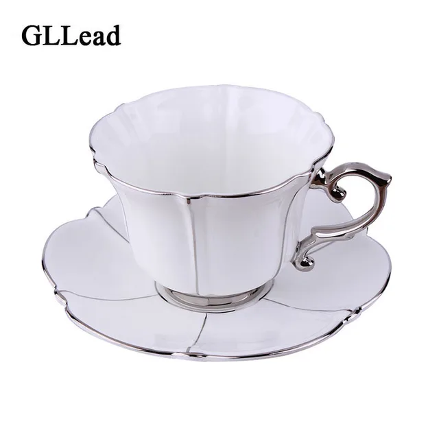 Gllead European Top Grade Silver Bone China Porcelain Coffee Cup Gllead European Top Grade Silver Bone China Porcelain Coffee Cup Saucer Sets Home Afternoon Tea Cups
