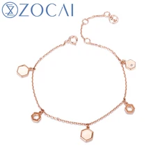 ZOCAI Новое поступление соты серии Настоящее 0,005 карат алмазный браслет 18 К розовое золото JBS00033