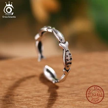 ORSA JEWELS Настоящее кольца из стерлингового серебра 925 для женщин милые рыбы открытые манжетные кольца размер для женщин партии Мода девушка ювелирные изделия PSR53